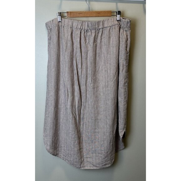 Maurices Midi‎ Skirt Women XL Striped Linen Modest Elastic Waist Button-Front - Picture 2 of 8